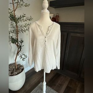 Women’s Linen Blouse, 1X, Lucky Brand, White
